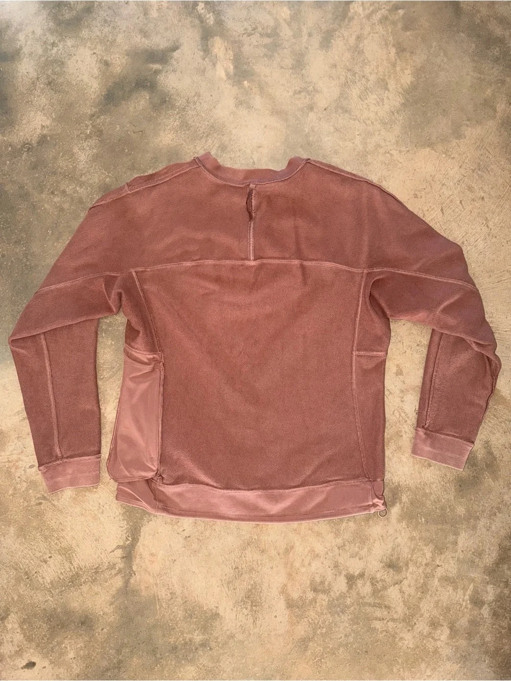 Lululemon Dusty Rose Crewneck Sweatshirt Hidden Zip Pocket Cinch Hem S
